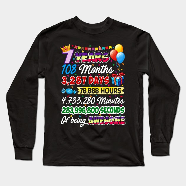 7 Years Old Being Awesome 7th Birthday Long Sleeve T-Shirt by Manonee